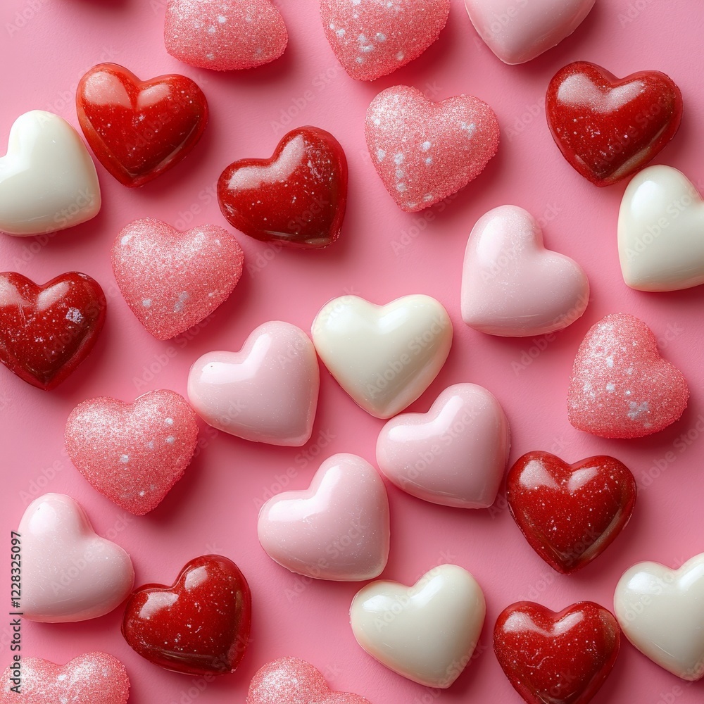 Border of pink and red hearts on soft pink background. Great for cards, advertisements, and social media posts. Border of pink and red hearts on soft pink background. Great for cards, advertisements, and social media posts.