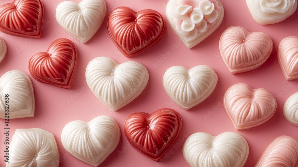 Border of pink and red hearts on soft pink background. Great for cards, advertisements, and social media posts. Border of pink and red hearts on soft pink background. Great for cards, advertisements, and social media posts.