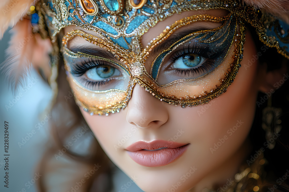 Vibrant carnival scene with colorful masks and feathers, creating a festive atmosphere Vibrant carnival scene with colorful masks and feathers, creating a festive atmosphere
