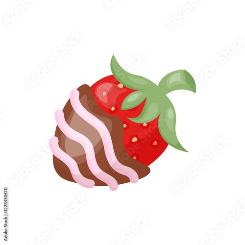 Vector strawberries in chocolate. Cute decor element. For flyer, sticker, card, logo, symbol. Graphic design vector illustration