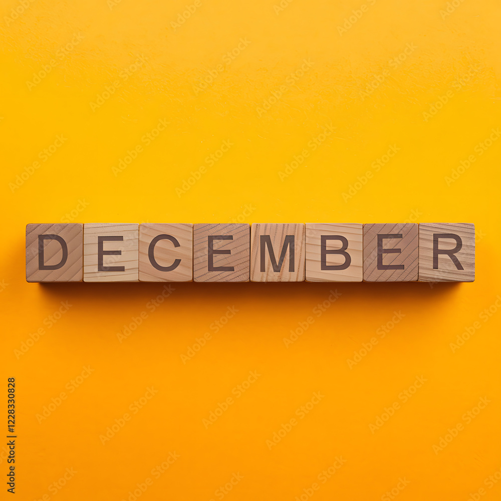 December Word Text Wood Block Letters December Word Text Wood Block Letters