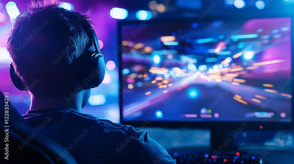 E sports Racing Atmosphere with Spectators and Vibrant Colors E sports Racing Atmosphere with Spectators and Vibrant Colors
