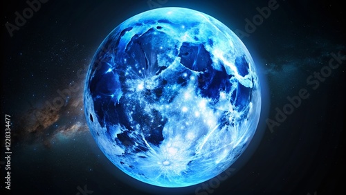 Wallpaper Mural Sci-Fi Waning Gibbous Blue Moon: Cinematic Telescope View Torontodigital.ca