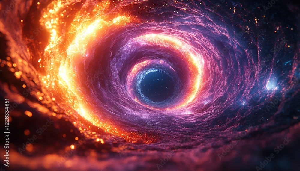 Fiery nebula swirling with a black hole. Use for backgrounds or space visuals Fiery nebula swirling with a black hole. Use for backgrounds or space visuals