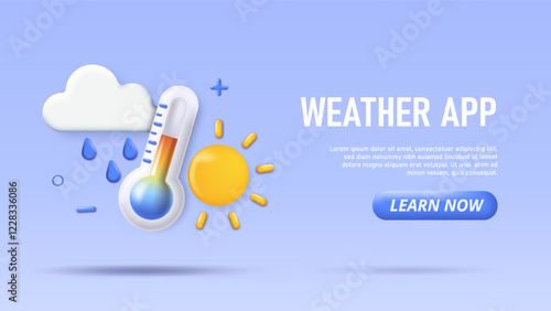 Weather app design concept. Vector illustration photo