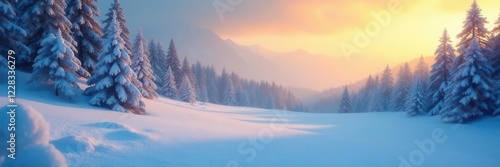 Wallpaper Mural Softly glowing winter landscape with blue and yellow hues, blue, gradient Torontodigital.ca