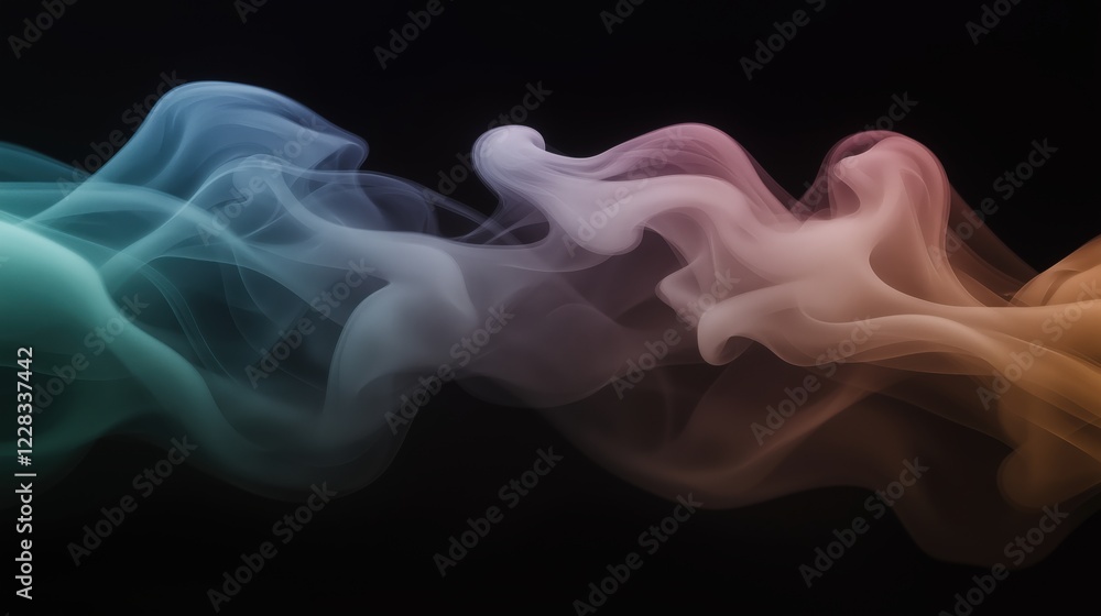 Abstract swirls of rainbow smoke on black background – vibrant artistic design for print and posters Abstract swirls of rainbow smoke on black background – vibrant artistic design for print and posters