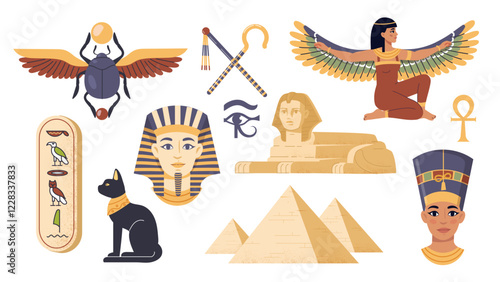 Ancient Egyptian symbols illustration. Vector illustration