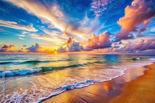 Serene Ocean Panorama: Calm Waves, Soft Horizon, Peaceful Seascape