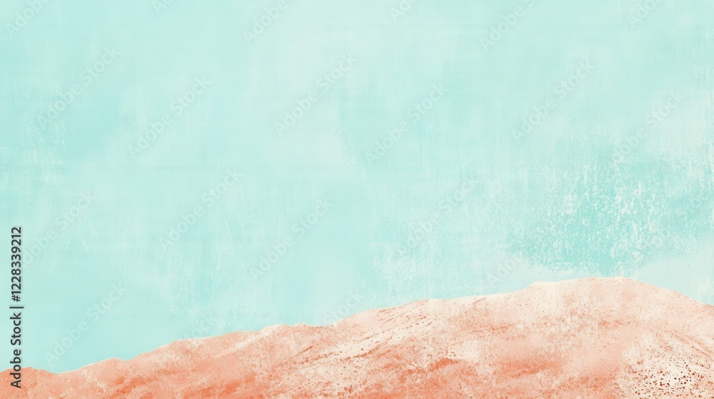Fototapeta premium Serene landscape with soft pastel mountains under a tranquil blue sky, evoking calmness