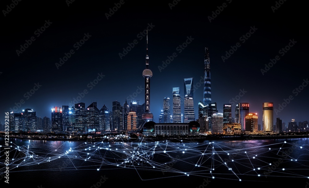 Obraz premium A businessperson's shadow in an office highlights the network effect, symbolizing the importance of partnership and teamwork.