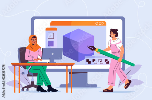 Collaborative design illustration. Vector illustration