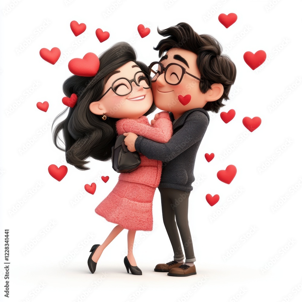 Happy Valentine’s Day greeting card with lovely couple and heart shape. Happy Valentine’s Day greeting card with lovely couple and heart shape.