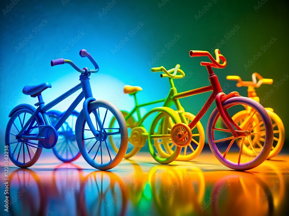 Fototapeta premium Silhouette Bicycle PNG Plasticine Mockup: 3D Rendered Bicycle Set for Decoration