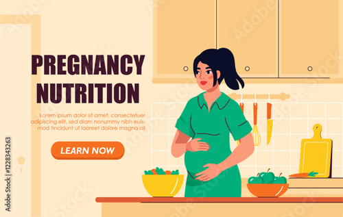Pregnancy nutrition concept. Vector illustration