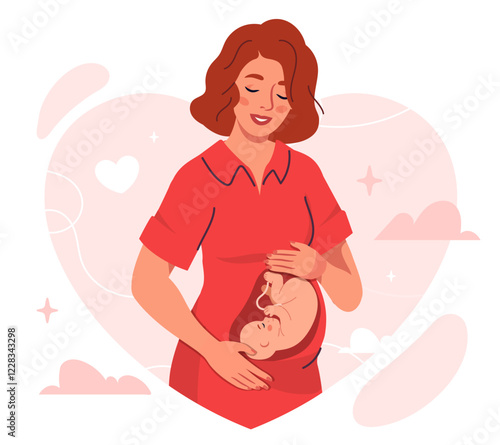 Pregnant woman and baby illustration. Vector illustration