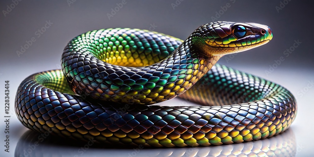 Obraz premium Silhouette Metal Snake, White Background Stock Photo - Elegant, Artistic Reptile Design