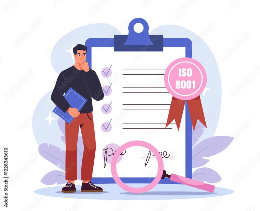 ISO 9001 certification concept. Vector illustration ISO 9001 certification concept. Vector illustration