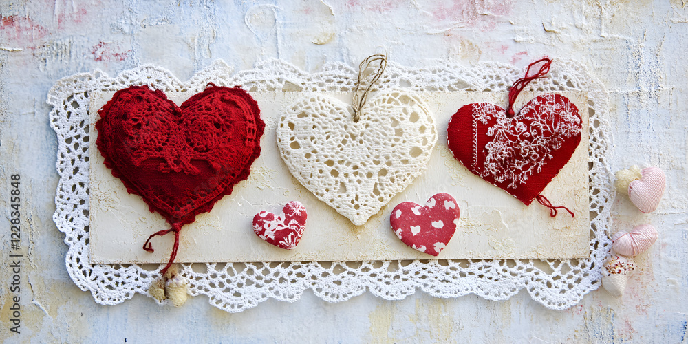 Valentine’s Day Card with Lace and Elegant Floral Accents Valentine’s Day Card with Lace and Elegant Floral Accents
