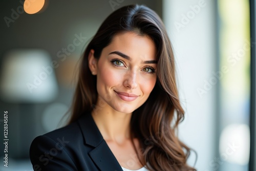 A Confident Young Woman in a Professional Setting, Exuding Poise and Charm with Long Brown Hair and an Elegant Black Blazer in a Bright Office Environment Free Download A Confident Young Woman in a Professional Setting, Exuding Poise and Charm with Long Brown Hair and an Elegant Black Blazer in a Bright Office Environment - GFXLoad