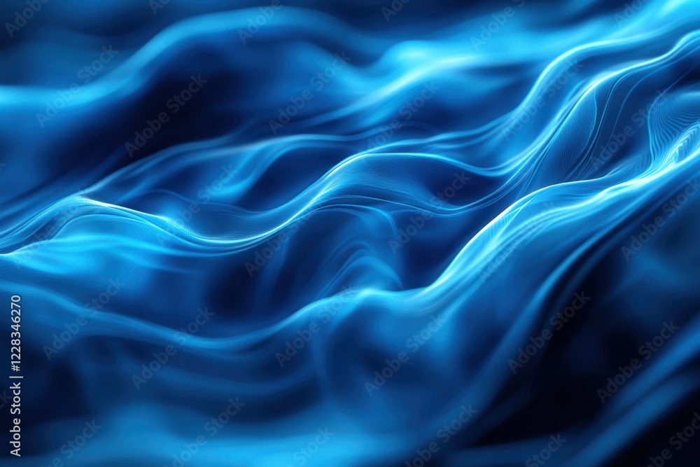 Elegant Blue Fabric with Flowing Silk Waves, Soft Drapery, and Abstract Minimalist Texture in a Luxurious Modern Design Elegant Blue Fabric with Flowing Silk Waves, Soft Drapery, and Abstract Minimalist Texture in a Luxurious Modern Design