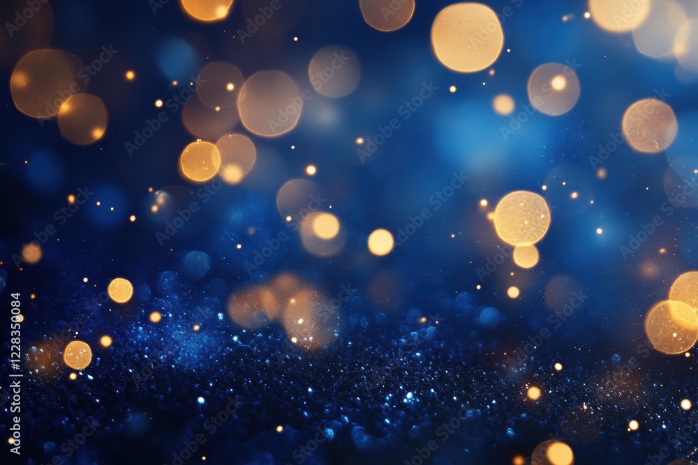 Magical Blue and Golden Bokeh Lights with Glittering Texture and Festive Sparkle for Holiday Backdrops and Elegant Celebrations Magical Blue and Golden Bokeh Lights with Glittering Texture and Festive Sparkle for Holiday Backdrops and Elegant Celebrations