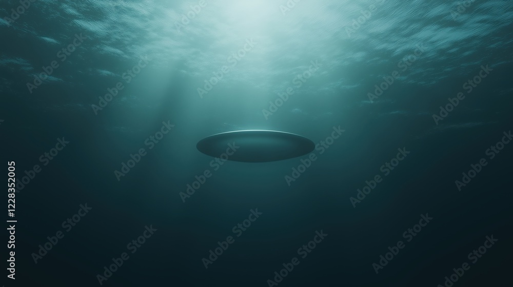 Mystical alien craft glowing under ocean waves – futuristic fantasy design Mystical alien craft glowing under ocean waves – futuristic fantasy design