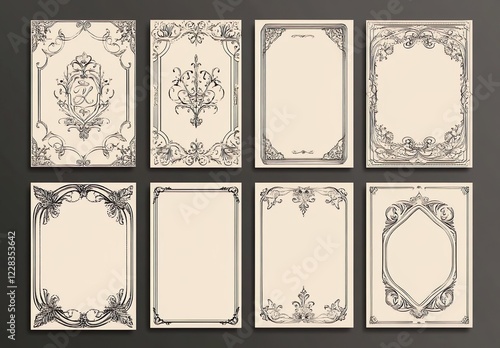 Vintage set retro cards. Template greeting card wedding