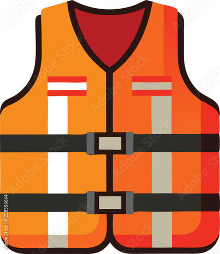 Life jacket on the white background vector art illustration 