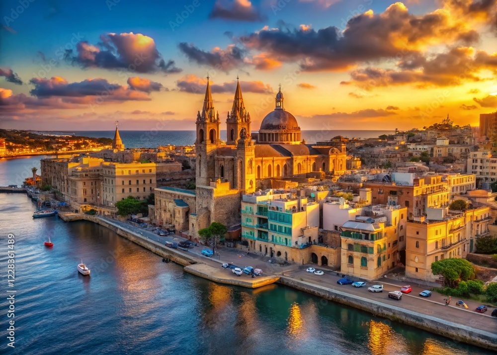 Fototapeta premium Stunning Panoramic View of St. Julian's Cityscape, Malta - Architectural Photography