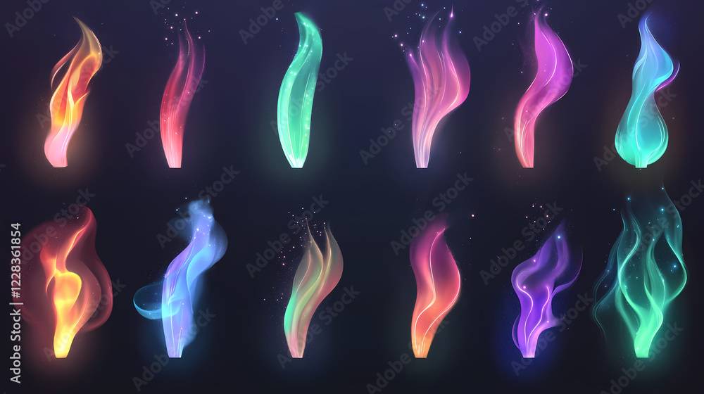 Obraz premium aurora borealis polar lights set