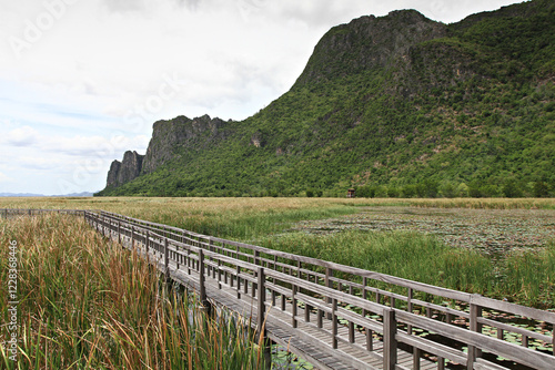 Beautiful Scenery Nature Trail and Small Pavilions at Khao Sam Roi Yot National Park. Prachuap Khiri Khan Province, Thailand  photo