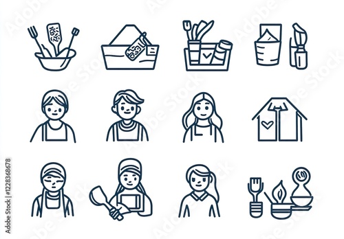 Volunteering icons set. Outline set of volunteering vector