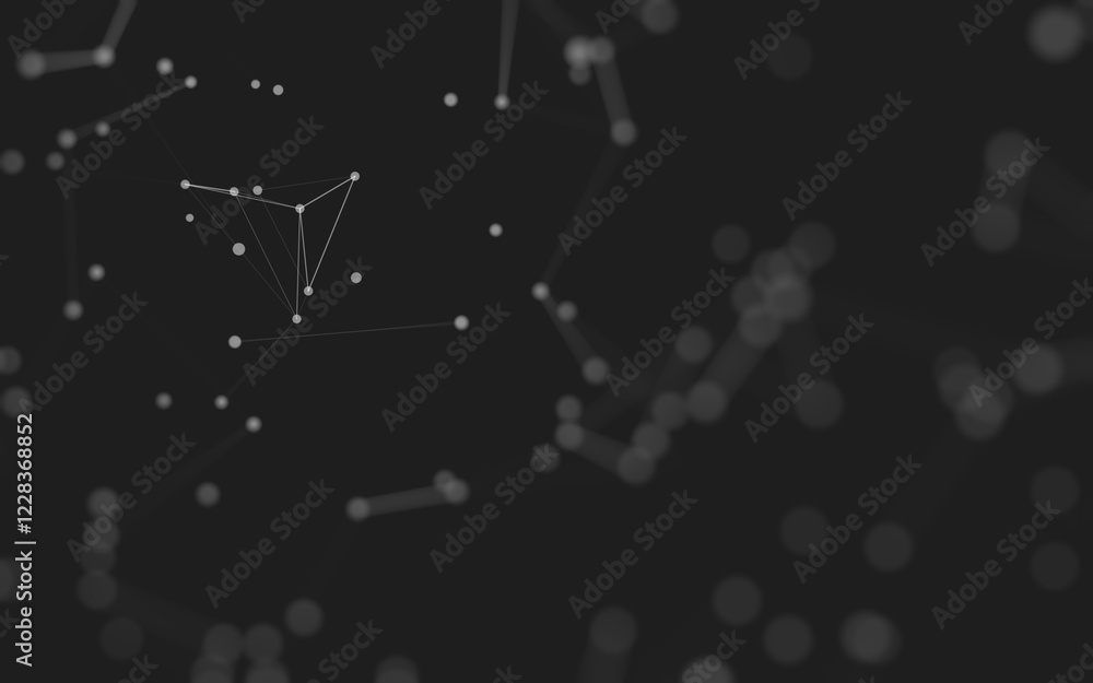 Fototapeta premium Abstract background. Molecules technology with polygonal shapes, connecting dots and lines. Connection structure. Big data visualization.