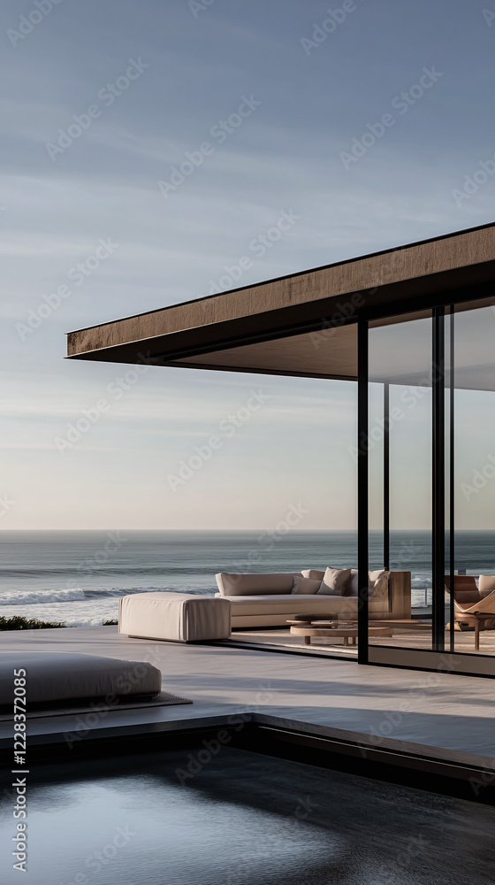 Obraz premium Stunning Modern Oceanfront Beach House Architectural Design