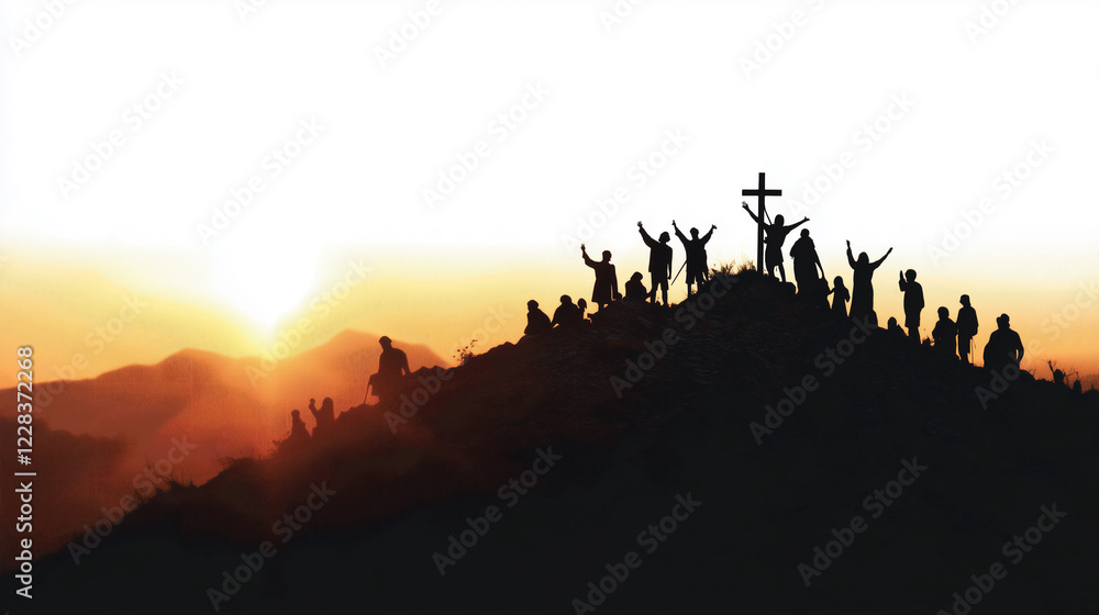 a person who worships the mountain with his hands raised high a person who worships the mountain with his hands raised high