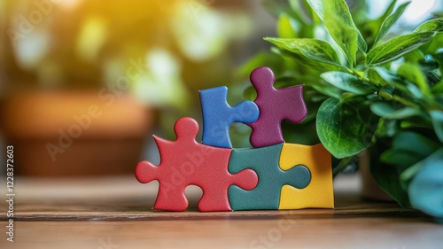 puzzle flat design side view brain training animation vivid