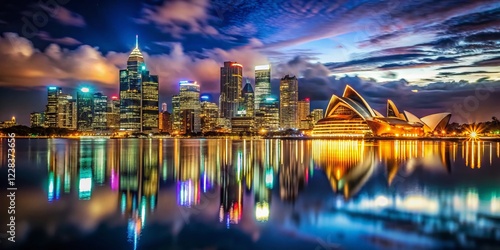 Sydney Skyline Night Photography - Cockle Bay, Australia - Stunning Cityscape photo