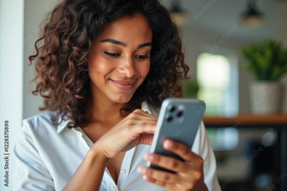 Engaged Woman Using Smartphone in Bright Modern Cafe with Indoor Plants, Enjoying Social Media Connect and Communication Engaged Woman Using Smartphone in Bright Modern Cafe with Indoor Plants, Enjoying Social Media Connect and Communication