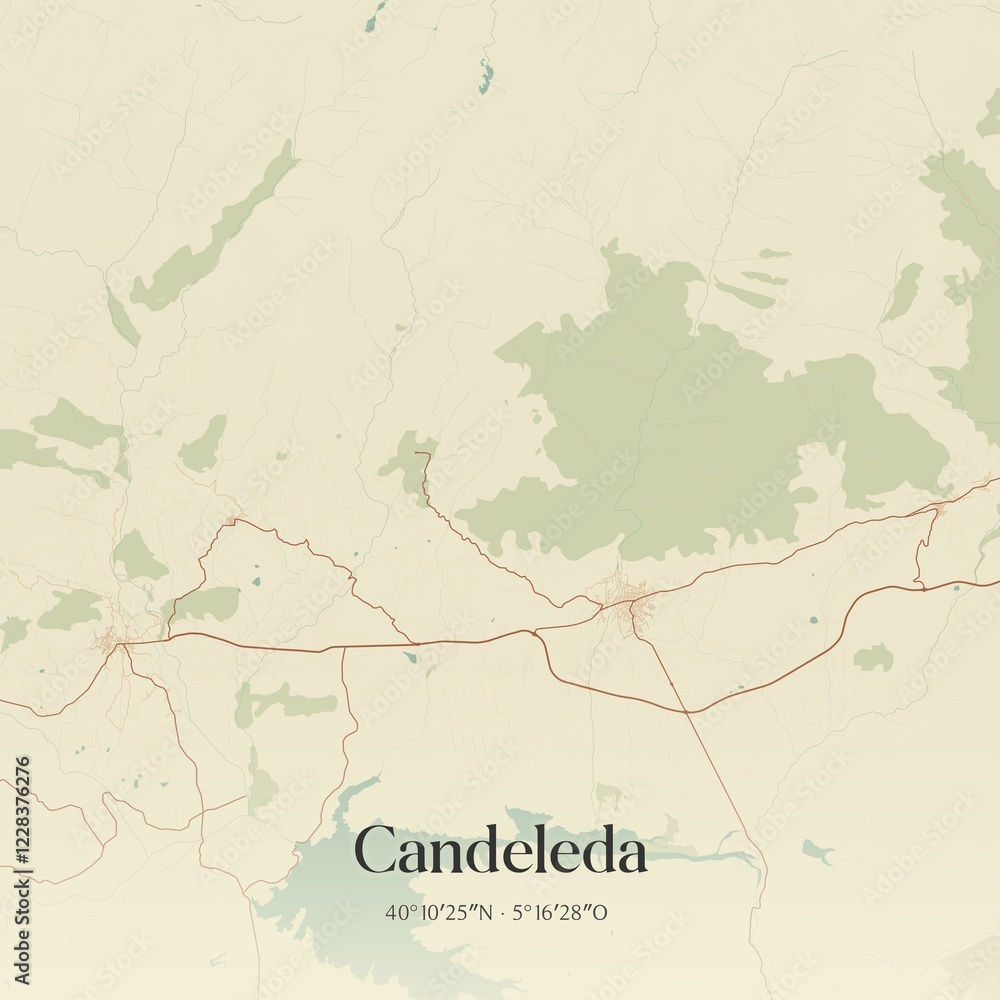 Fototapeta premium Retro Spanish map of Candeleda, Castilla y Le�n. Vintage street map.