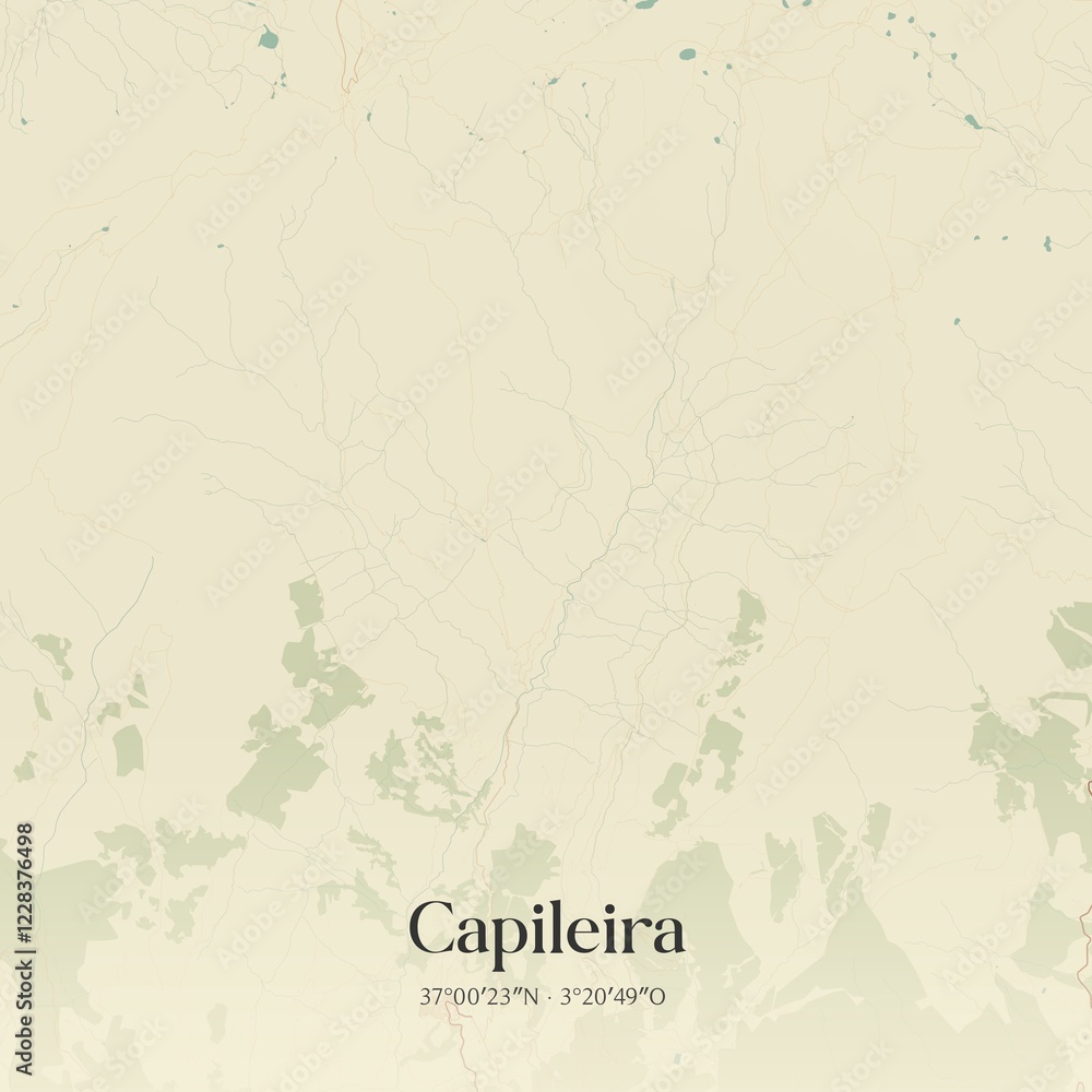 Fototapeta premium Retro Spanish map of Capileira, Andaluc�a. Vintage street map.