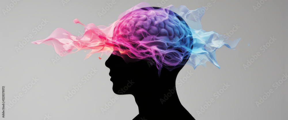 Abstract brain waves with a creative mood depicting thought processes against a minimalist background Abstract brain waves with a creative mood depicting thought processes against a minimalist background