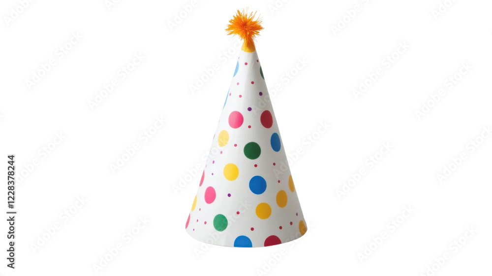 Colorful party hat with polka dots on transparent background. Transparent background Colorful party hat with polka dots on transparent background. Transparent background