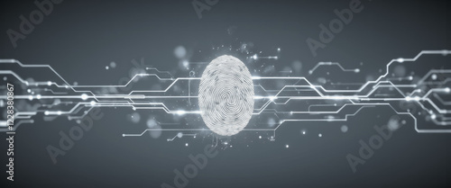 Digital fingerprint design with a futuristic mood representing security against a technological background photo