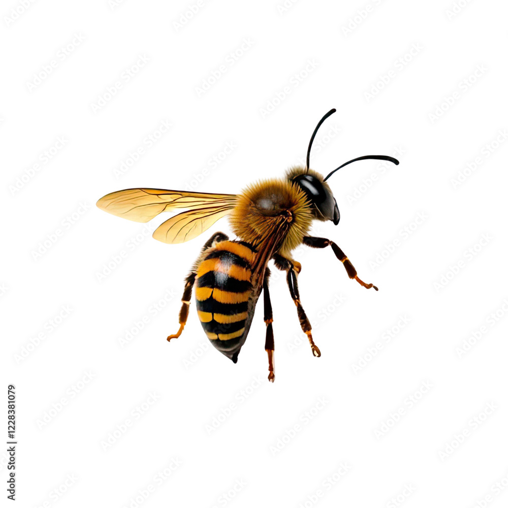 Close-up of a bee isolated on a white background Close-up of a bee isolated on a white background