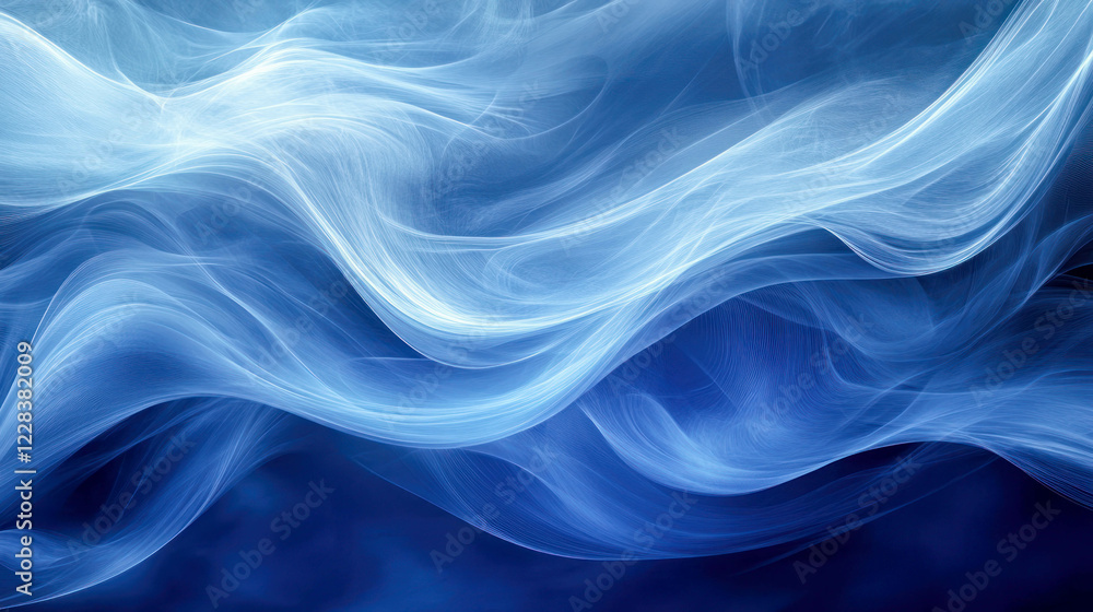 Fototapeta premium Soft blue waves of smoke dancing in an ethereal flow