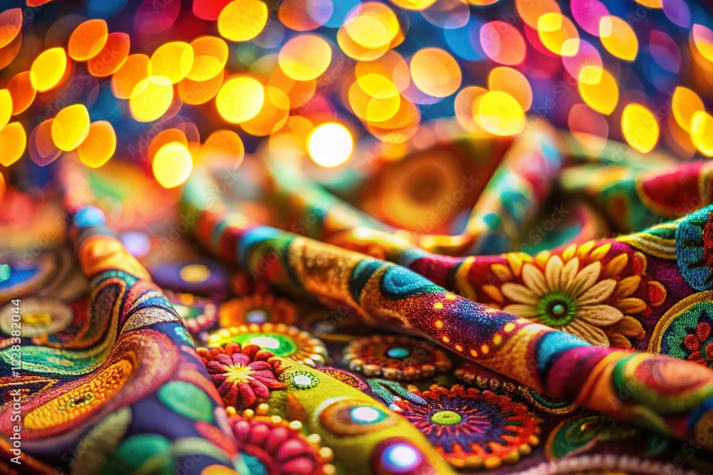 Vibrant 70s Groovy Hippie Food Photography Background: Abstract Colorful Textile Texture Vibrant 70s Groovy Hippie Food Photography Background: Abstract Colorful Textile Texture