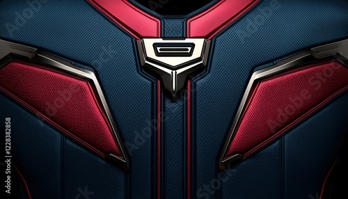 Closeup of a futuristic armored suit chest plate