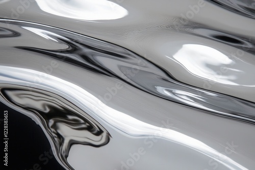 Fluid metallic forms create mesmerizing patterns in abstract composition
