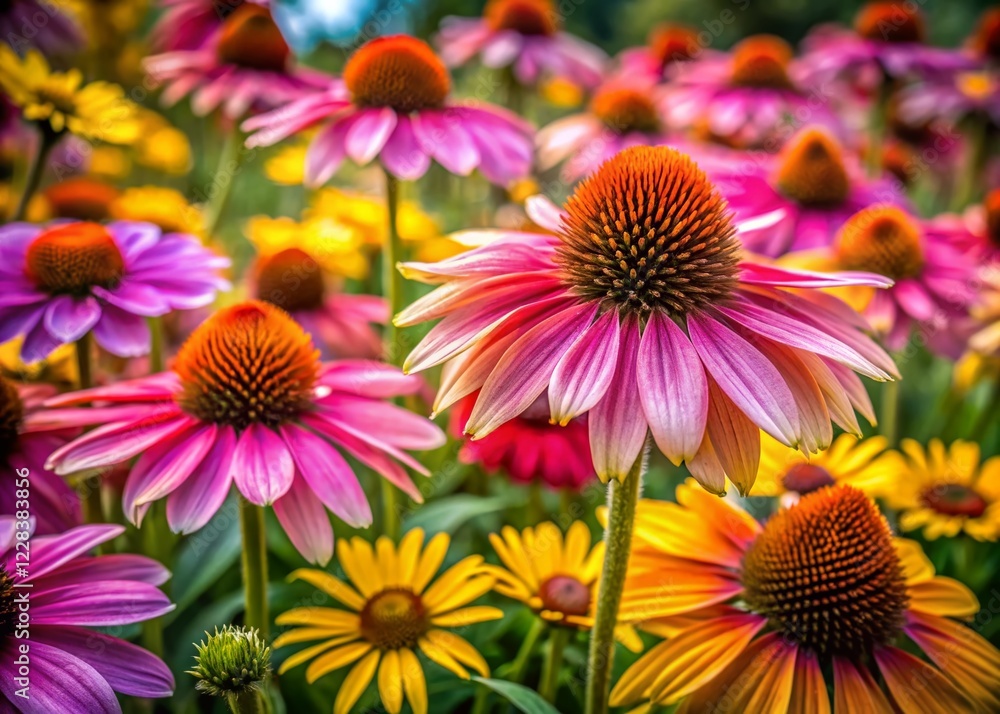 Vibrant Echinacea & Rudbeckia Garden Portrait Photography Vibrant Echinacea & Rudbeckia Garden Portrait Photography